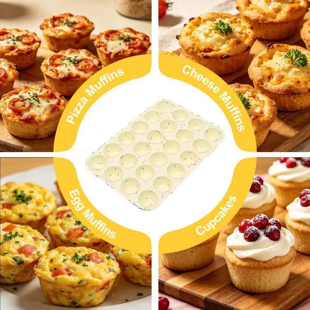 Alt view image 6 of 7 - Silicone Mini Muffin Pan for Baking, Cupcake Egg Bites Silicone Mold 24 Cup Mini Size, Oven Safe BPA Free
