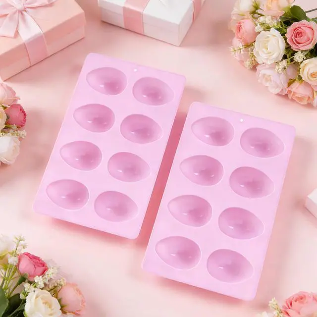 Alt view image 6 of 7 - 8-Cavity Easter Egg Shape Silicone Molds, Baking Supplies for DIY Cake Decoration, Chocolate, Candy, Jello, Pastry, Muffin, Bread (Purple)