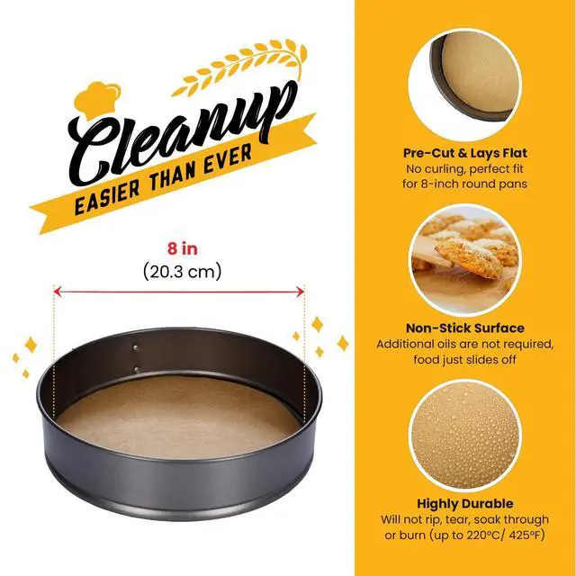 Alt view image 2 of 7 - 8" Parchment Paper Rounds for Baking, 220 Pcs Precut Cake Pan Liners