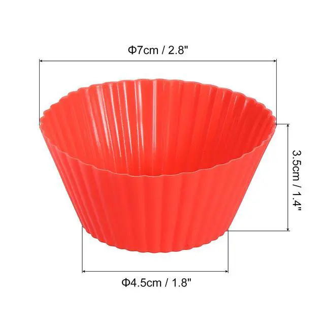 Alt view image 2 of 7 - 18Pcs Silicone Cupcake Liners, Non-Stick Baking Cups, for Cooking Eggs, Baking Muffins and Make a Cake(Red)