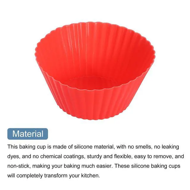 Alt view image 4 of 7 - 18Pcs Silicone Cupcake Liners, Non-Stick Baking Cups, for Cooking Eggs, Baking Muffins and Make a Cake(Red)