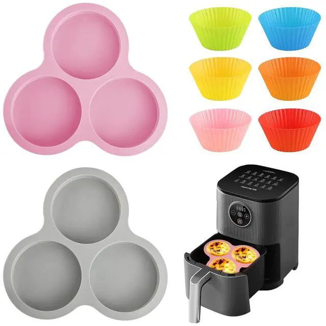 Main image of 2PCS Egg Bites Silicone Molds with 6 PCS Silicone Cupcake Liners, BPA Free, 4 Inches Round Non-Stick Muffin Top Pan for Breakfast Sandwiches, Egg Bites, Hamburger Buns, Tart, Pancake