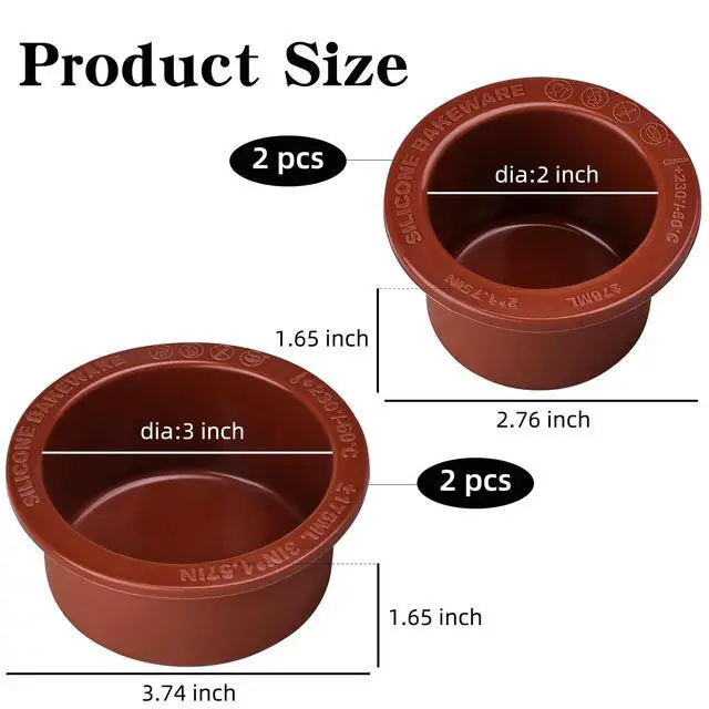 Alt view image 2 of 7 - Air Fryer Egg Mold 3inch 2inch Silicone Cupcake Pan Set of 4, Ramekins for Air Fryer, Non-Stick Small Cake Mold for Mousse Bread Brownie Cupcake Pudding, Egg Bites, Meatloaves