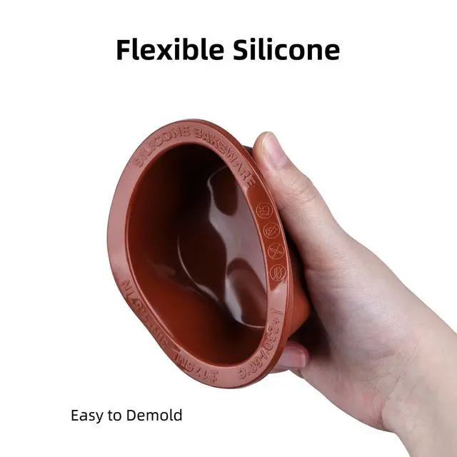 Alt view image 6 of 7 - Air Fryer Egg Mold 3inch 2inch Silicone Cupcake Pan Set of 4, Ramekins for Air Fryer, Non-Stick Small Cake Mold for Mousse Bread Brownie Cupcake Pudding, Egg Bites, Meatloaves