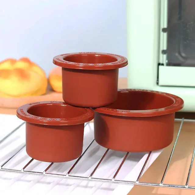 Alt view image 7 of 7 - Air Fryer Egg Mold 3inch 2inch Silicone Cupcake Pan Set of 4, Ramekins for Air Fryer, Non-Stick Small Cake Mold for Mousse Bread Brownie Cupcake Pudding, Egg Bites, Meatloaves