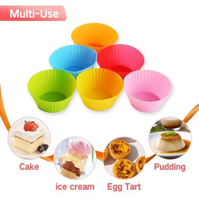 Alt view image 5 of 7 - 2PCS Egg Bites Silicone Molds with 6 PCS Silicone Cupcake Liners, BPA Free, 4 Inches Round Non-Stick Muffin Top Pan for Breakfast Sandwiches, Egg Bites, Hamburger Buns, Tart, Pancake