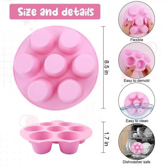 Alt view image 2 of 7 - Silicone Egg Bite Molds Air Fryer Muffin Pan for Baking 7 Cups