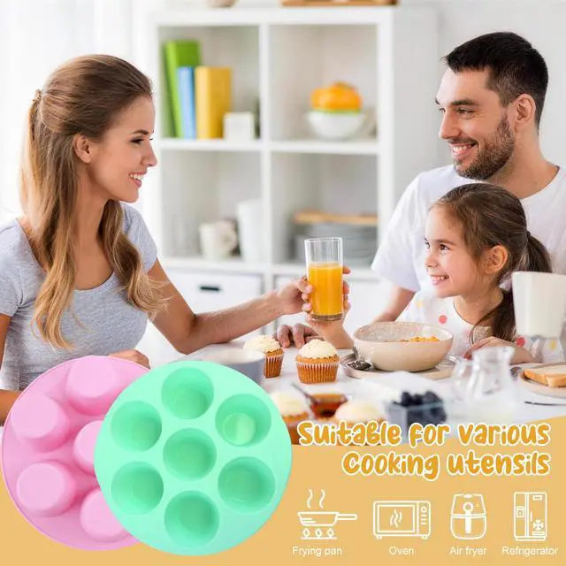 Alt view image 3 of 7 - Silicone Egg Bite Molds Air Fryer Muffin Pan for Baking 7 Cups