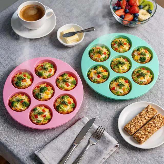 Alt view image 5 of 7 - Silicone Egg Bite Molds Air Fryer Muffin Pan for Baking 7 Cups