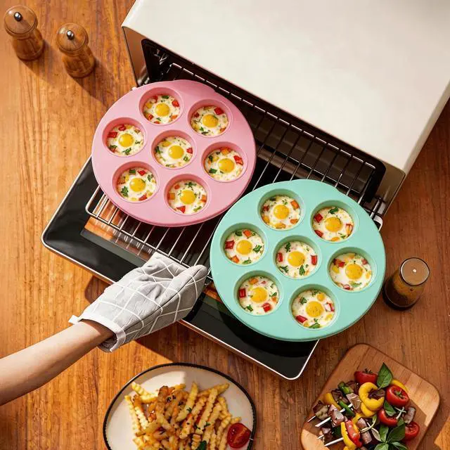 Alt view image 7 of 7 - Silicone Egg Bite Molds Air Fryer Muffin Pan for Baking 7 Cups