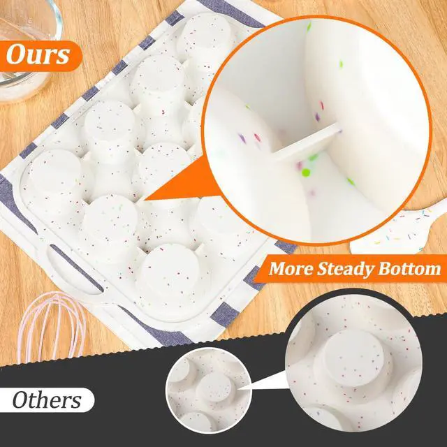 Alt view image 6 of 7 - Silicone Muffin Pan, Metal Reinforced Frame Regular Size 2.8 Inch Cupcake Pan with Handle 12 Cups Nonstick Muffin Tray for Baking BPA Free 1 Pack Confetti