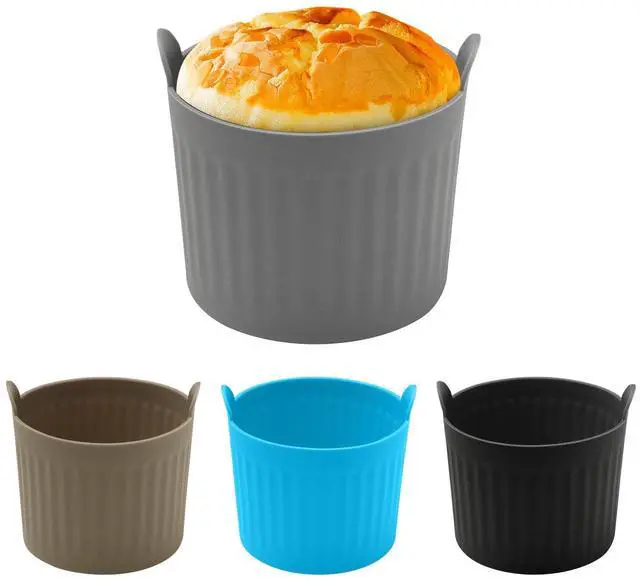 Main image of 4Pack Air Fryer Baking Ramekins, Silicone Ramekins for Air Fryer, Easy Release Baking Cakes Moulds Egg Poached Fried Egg Mould, Bakeware Set for Eggs, Cupcakes, Muffins, Puddings