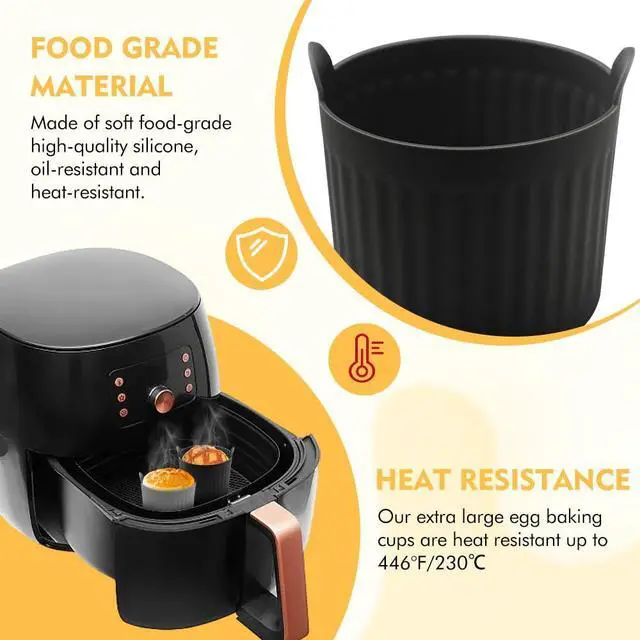 Alt view image 2 of 6 - 4Pack Air Fryer Baking Ramekins, Silicone Ramekins for Air Fryer, Easy Release Baking Cakes Moulds Egg Poached Fried Egg Mould, Bakeware Set for Eggs, Cupcakes, Muffins, Puddings