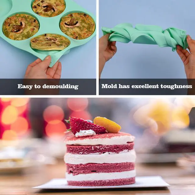 Alt view image 2 of 6 - 2 Pcs Silicone Muffin Top Pan for Baking, 4 Inch Round Baking Mold
