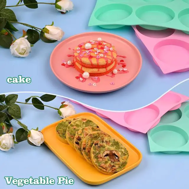 Alt view image 6 of 6 - 2 Pcs Silicone Muffin Top Pan for Baking, 4 Inch Round Baking Mold