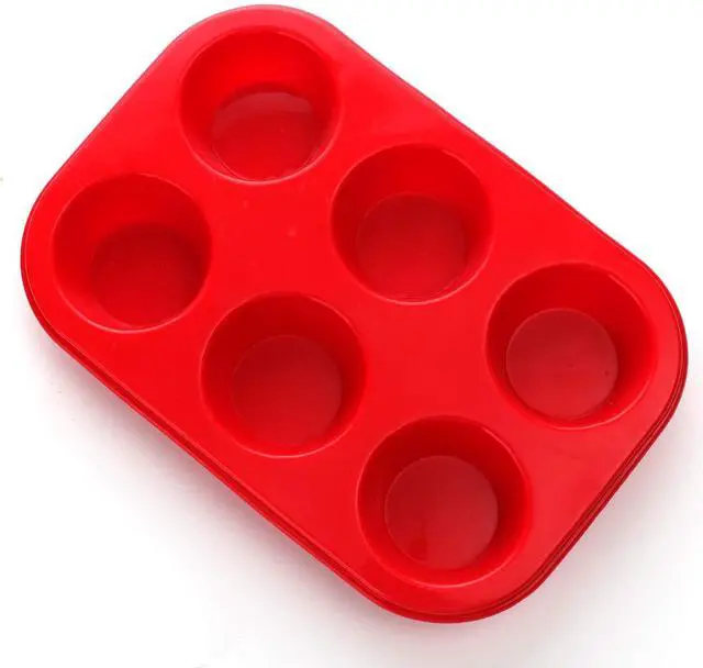 Main image of Silicone Muffin Pan, European LFGB Silicone Cupcake Baking Pan, 6 Cup Muffin, Non-Stick Muffin Tray, Egg Muffin Pan, Food Grade Muffin Molds, BPA Free Muffin Tins Red