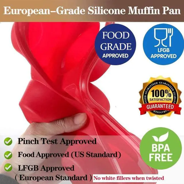 Alt view image 3 of 7 - Silicone Muffin Pan, European LFGB Silicone Cupcake Baking Pan, 6 Cup Muffin, Non-Stick Muffin Tray, Egg Muffin Pan, Food Grade Muffin Molds, BPA Free Muffin Tins Red