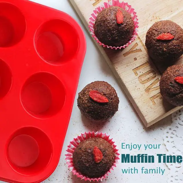 Alt view image 7 of 7 - Silicone Muffin Pan, European LFGB Silicone Cupcake Baking Pan, 6 Cup Muffin, Non-Stick Muffin Tray, Egg Muffin Pan, Food Grade Muffin Molds, BPA Free Muffin Tins Red
