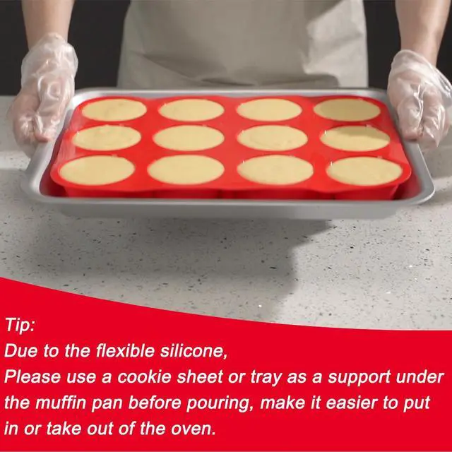Alt view image 2 of 7 - 2 Pack Silicone Muffin Pans for Baking & Cupcake Pan - 12 Cup Regular Size Silicone Molds, BPA Free Egg Bites Mold