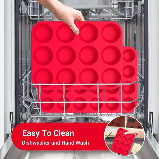 Alt view image 7 of 7 - 2 Pack Silicone Muffin Pans for Baking & Cupcake Pan - 12 Cup Regular Size Silicone Molds, BPA Free Egg Bites Mold