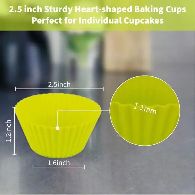 Alt view image 4 of 7 - Reusable Silicone Baking Cups of 24 Pack, Square and Round Muffin Baking Liners, Thicken Non-stick Muffin Molds, 4 Colors, BPA-Free