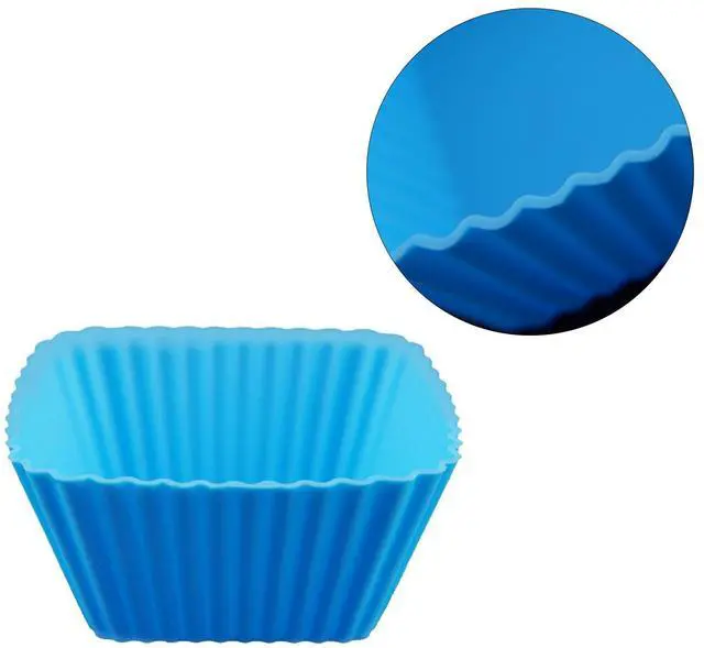 Alt view image 7 of 7 - Reusable Silicone Baking Cups of 24 Pack, Square and Round Muffin Baking Liners, Thicken Non-stick Muffin Molds, 4 Colors, BPA-Free