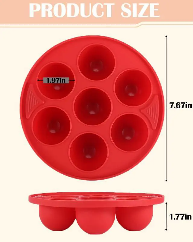 Alt view image 2 of 5 - 2 Pack Silicone Egg Bite Molds 7-Cavity Silicone Muffin Pans for Baking, Non-Stick Air Fryer Baking Pan for Egg Bites, Cupcake, Tart, Frittata, Quiche, Muffins, Cornbread (Red, 7-Cavity)