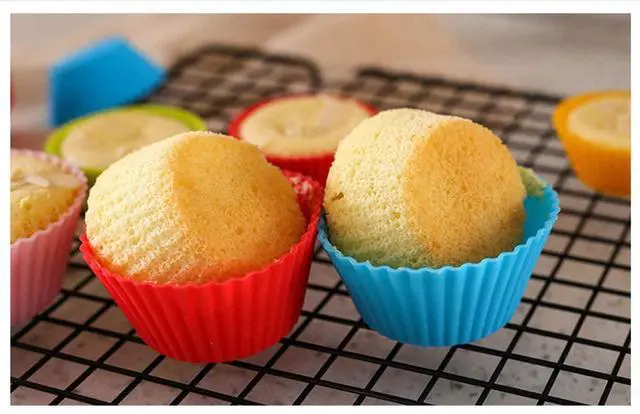 Alt view image 3 of 5 - Reusable Silicone Cupcake Baking Cups 24 Pack, 2.75 inch Cups, & Non-stick Muffin Liners for Party Halloween Christmas,6 Rainbow Colors (Pack of 24,Multicolor)