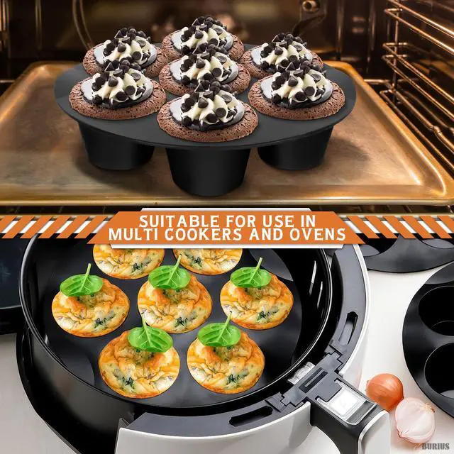 Alt view image 5 of 7 - Silicone Muffin Pan, Non-Stick Cupcake Mold for Air Fryer, 7 Cups