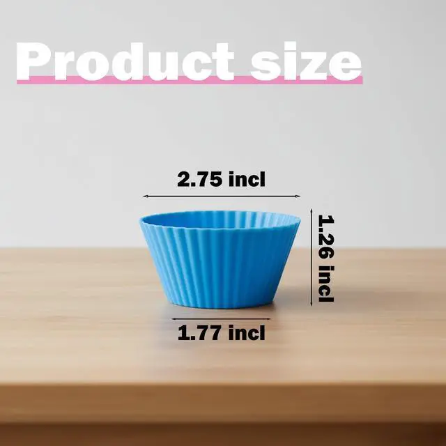 Alt view image 6 of 7 - Reusable Silicone Cupcake Liners, BPA Free Silicone Muffin Cups for Baking, Oven Microwave Air Fryer Safe, 2.75 x 1.7 x 1.2 Inches, Dishwasher Safe Baking Cups, 8 Rainbow Colors, 24 Pack