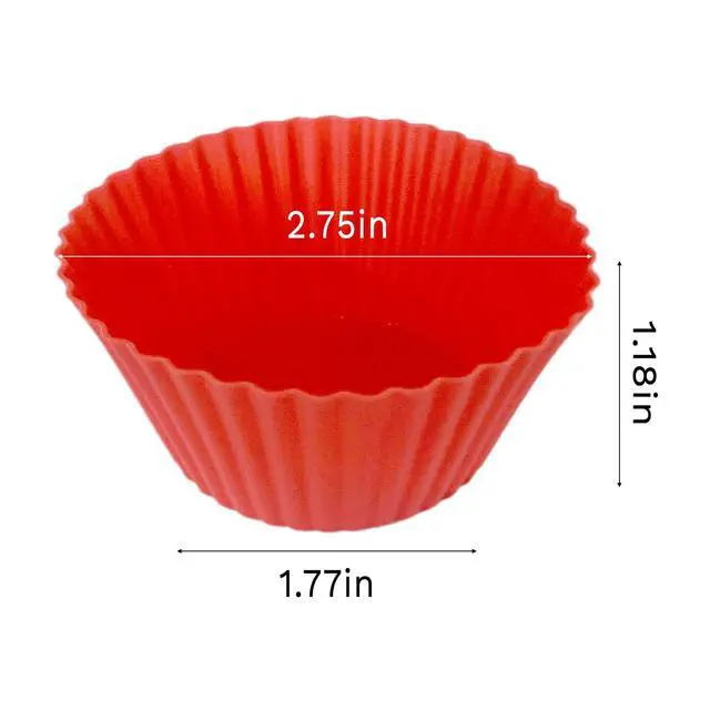 Alt view image 2 of 7 - Silicone Muffin Cups Pans for Baking,Red Silicone Cupcake Liners 12PCS