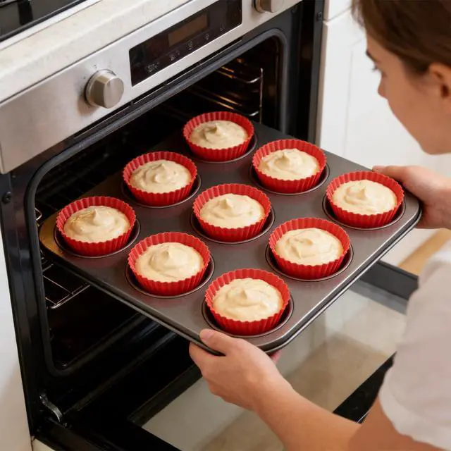 Alt view image 5 of 7 - Silicone Muffin Cups Pans for Baking,Red Silicone Cupcake Liners 12PCS