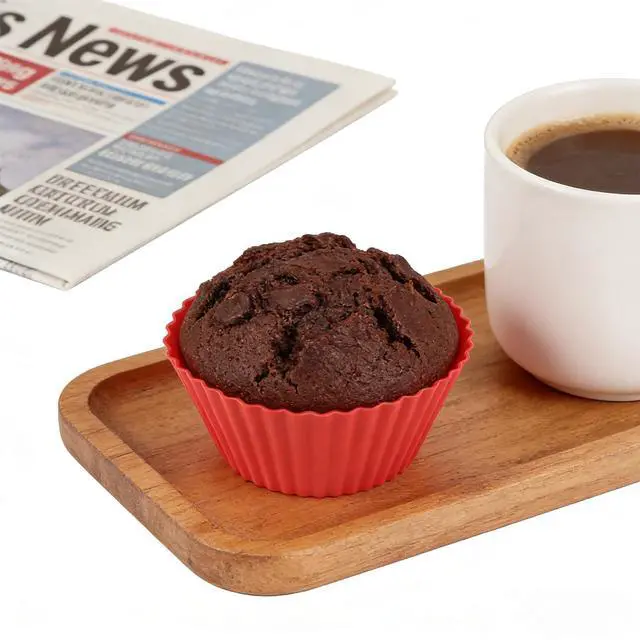 Alt view image 7 of 7 - Silicone Muffin Cups Pans for Baking,Red Silicone Cupcake Liners 12PCS