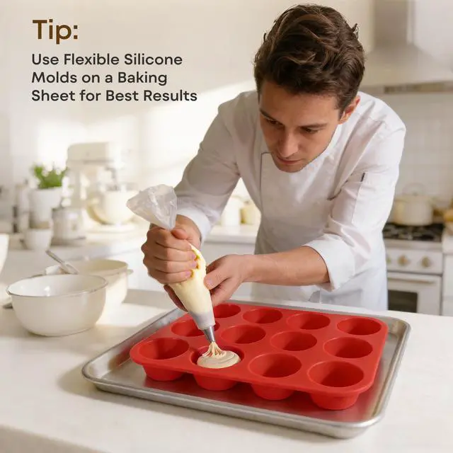 Alt view image 3 of 7 - Silicone Mold for Baking, 12 Cup Nonstick Muffin Pan 2Pcs
