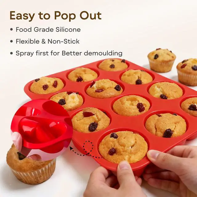 Alt view image 5 of 7 - Silicone Mold for Baking, 12 Cup Nonstick Muffin Pan 2Pcs