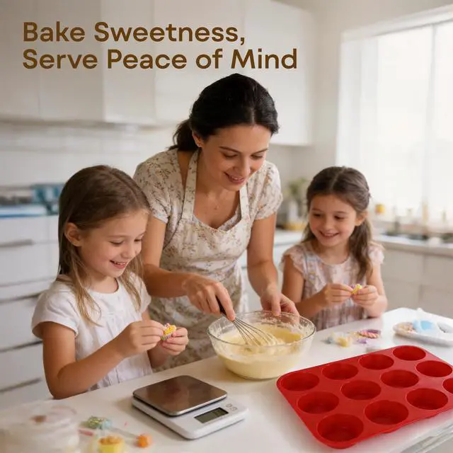 Alt view image 7 of 7 - Silicone Mold for Baking, 12 Cup Nonstick Muffin Pan 2Pcs