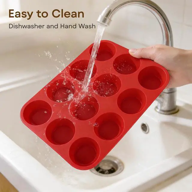 Alt view image 6 of 7 - Silicone Mold for Baking, 12 Cup Nonstick Muffin Pan 2Pcs