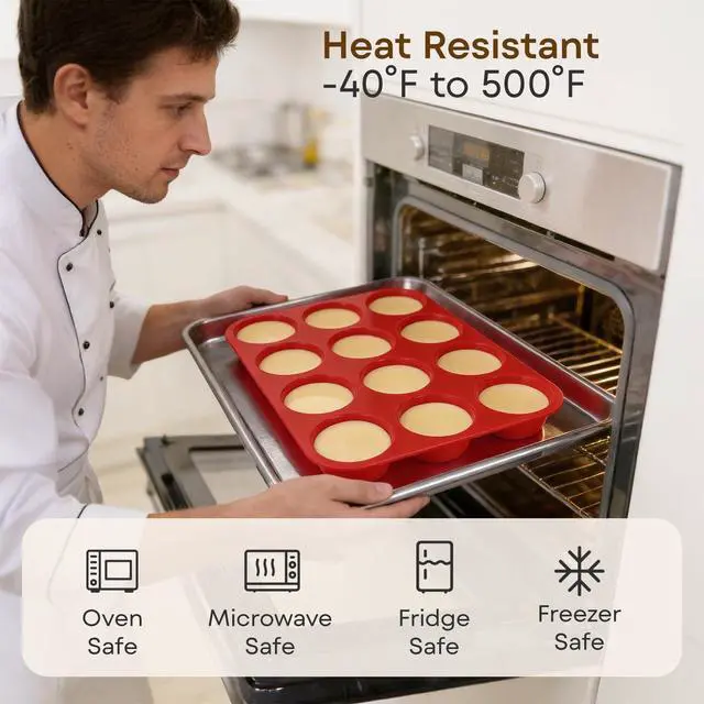 Alt view image 4 of 7 - Silicone Mold for Baking, 12 Cup Nonstick Muffin Pan 2Pcs