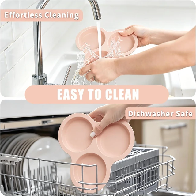 Alt view image 4 of 7 - 2 Pack 4 Inch Air Fryer Silicone Egg Molds Food Grade Non-Stick Heat Resistant Reusable Jumbo Round Muffin Pans for Egg Bites Breakfast Sandwiches Hamburger Buns Tart Pancake Baking