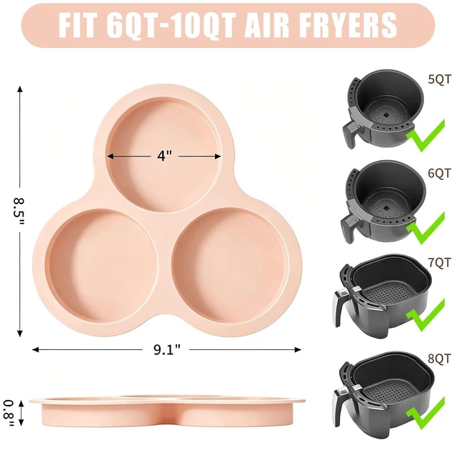 Alt view image 2 of 7 - 2 Pack 4 Inch Air Fryer Silicone Egg Molds Food Grade Non-Stick Heat Resistant Reusable Jumbo Round Muffin Pans for Egg Bites Breakfast Sandwiches Hamburger Buns Tart Pancake Baking