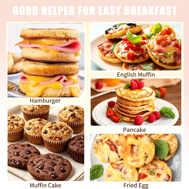 Alt view image 6 of 7 - 2 Pack 4 Inch Air Fryer Silicone Egg Molds Food Grade Non-Stick Heat Resistant Reusable Jumbo Round Muffin Pans for Egg Bites Breakfast Sandwiches Hamburger Buns Tart Pancake Baking