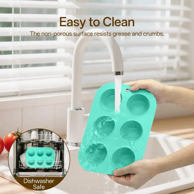 Alt view image 7 of 7 - 2 Pack Silicone Muffin Pan for Baking, Regular Size Nonstick Cupcake Pan, 6-Cup Silicone Muffin Tin BPA Free Dishwasher Safe, Great for Muffin Cupcake Brownie Egg Tart