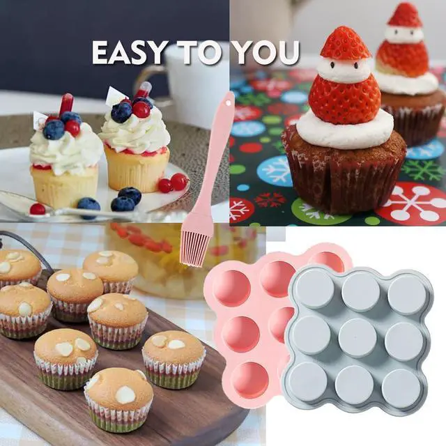 Alt view image 3 of 6 - 3 Pcs Silicone Air Fryer Egg Pan Reusable Air Fryer Egg Mold,Non-Stick Air Fryer Baking Pan 9 Cavity Silicone Muffin Pans for Pan Air Fryer Accessories, 3.8