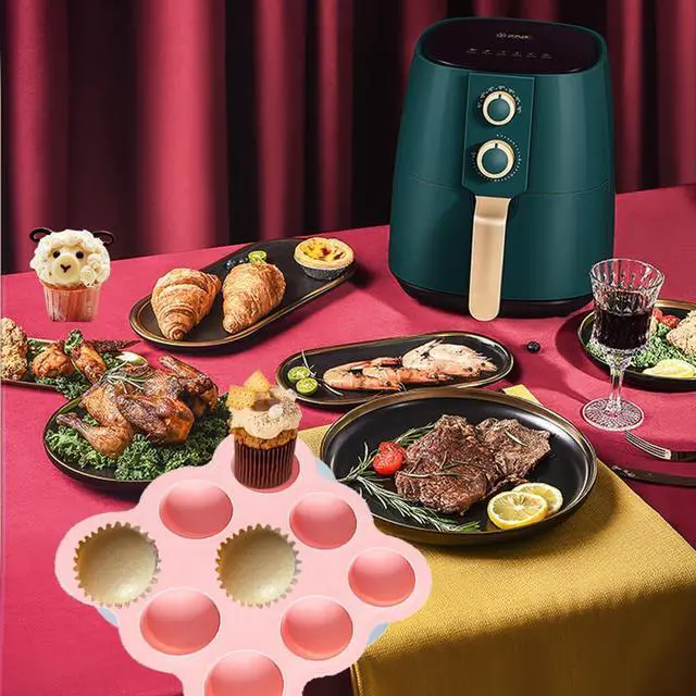 Alt view image 4 of 6 - 3 Pcs Silicone Air Fryer Egg Pan Reusable Air Fryer Egg Mold,Non-Stick Air Fryer Baking Pan 9 Cavity Silicone Muffin Pans for Pan Air Fryer Accessories, 3.8