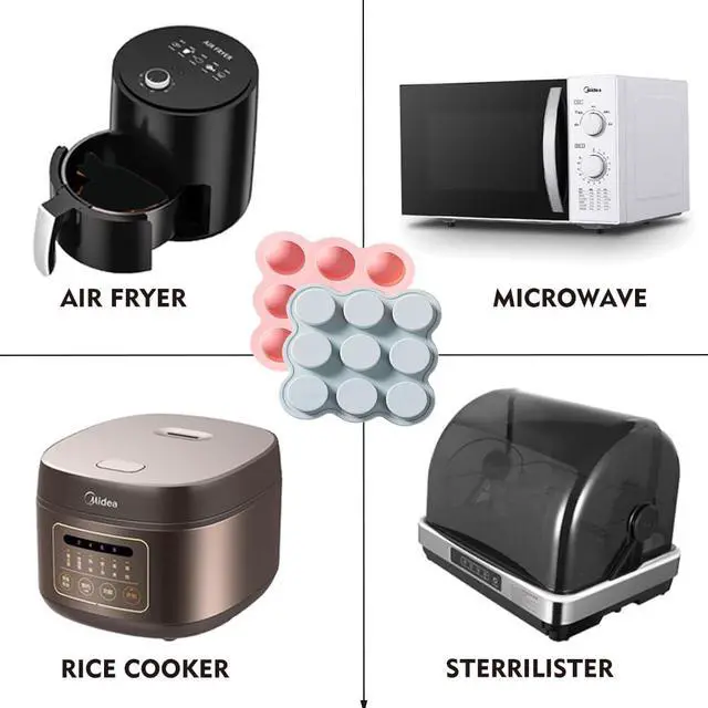 Alt view image 5 of 6 - 3 Pcs Silicone Air Fryer Egg Pan Reusable Air Fryer Egg Mold,Non-Stick Air Fryer Baking Pan 9 Cavity Silicone Muffin Pans for Pan Air Fryer Accessories, 3.8