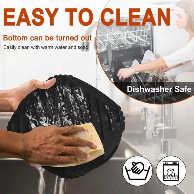 Alt view image 5 of 7 - 2 Pack Silicone Air Fryer Liners Reusable, 7.1 Inch Airfryer Liner 4-7 QT Square Air Fryer Liners Silicone Pot Oven Liner Baking Tray, AirFryer Basket Mat Bowl Accessories
