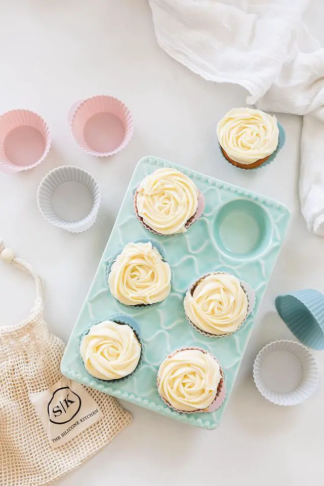 Alt view image 5 of 7 - Reusable Silicone Baking Cups Silicone Muffin Liners for Cupcakes, BPA Free, 12 Pack, Regular, Pink Gray Blue