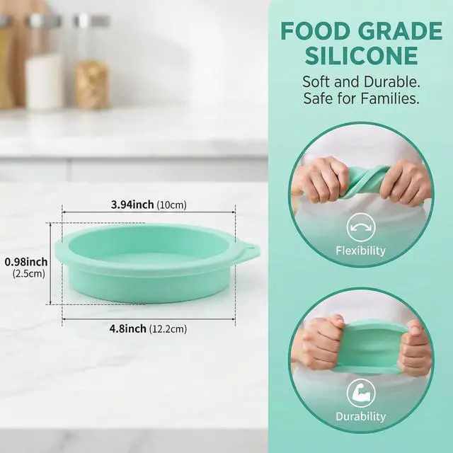 Alt view image 3 of 7 - 4Pcs Air Fryer Egg Molds - Silicone Egg Bites Molds 4 Inch, Non-Stick Air Fryer Accessories, Reusable Round Baking Mold for Muffin Cake Egg Tart Microwave Oven Dishwasher Safe