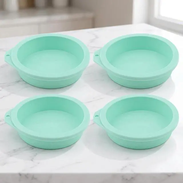 Alt view image 6 of 7 - 4Pcs Air Fryer Egg Molds - Silicone Egg Bites Molds 4 Inch, Non-Stick Air Fryer Accessories, Reusable Round Baking Mold for Muffin Cake Egg Tart Microwave Oven Dishwasher Safe