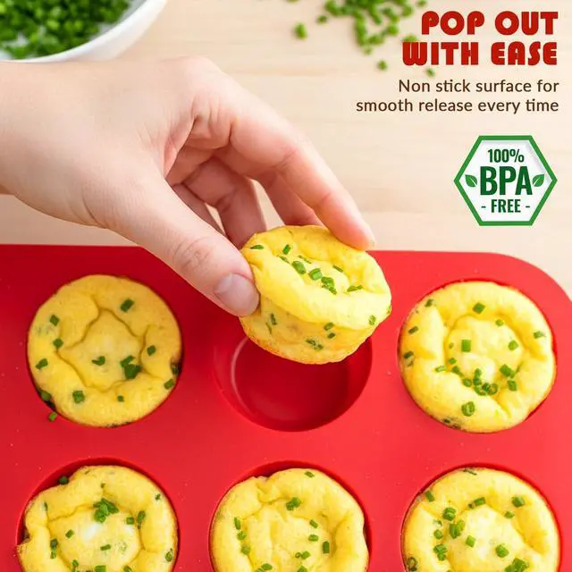 Alt view image 2 of 7 - Silicone Muffin Pans for Baking 12Cups BPA-Free Egg Bites Mold